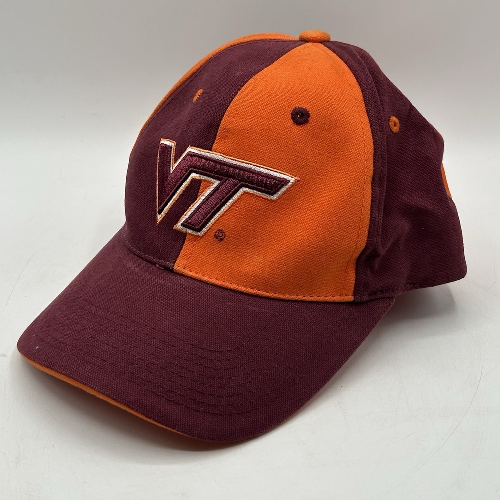 Vintage Virginia Tech Hokies Hat Starter Two Tone Strapback Orange Red